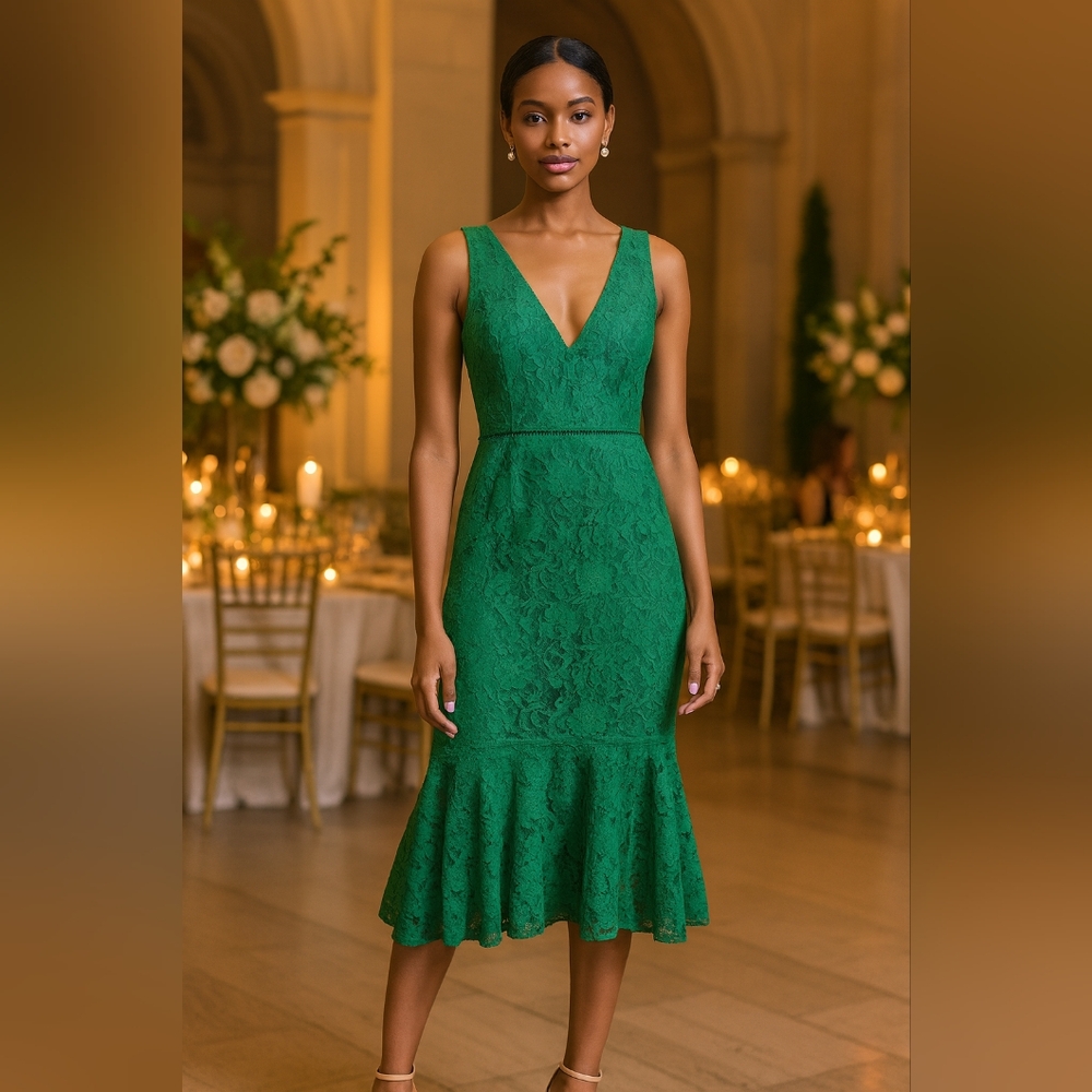 Alexia Admor Elegant Green Lace Dress Size 2